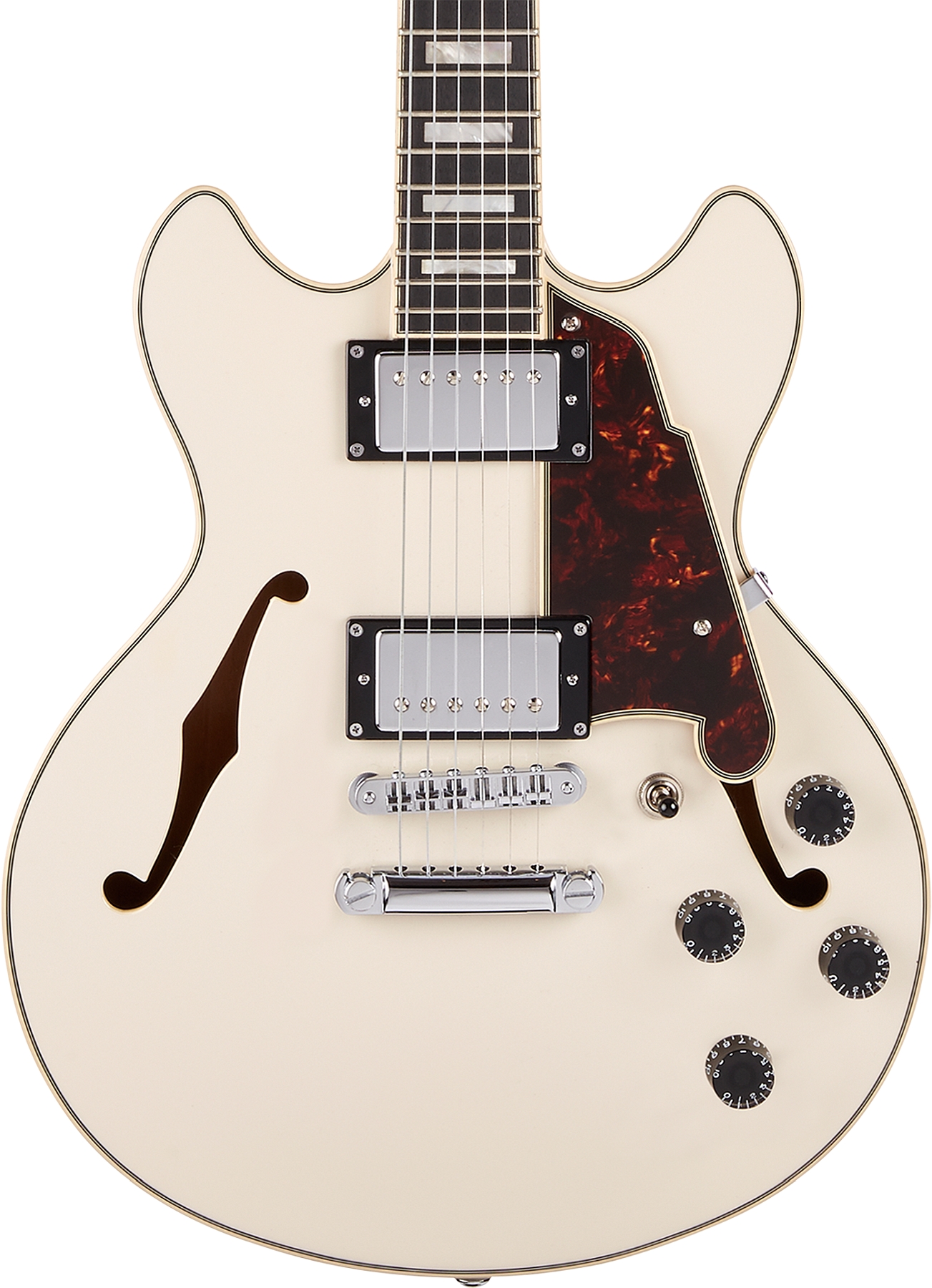 D'Angelico DAPMINIDCCMPCSCB Hollow Premier Mini DC Stopbar Champagne Hollow Premier Electric Guitar