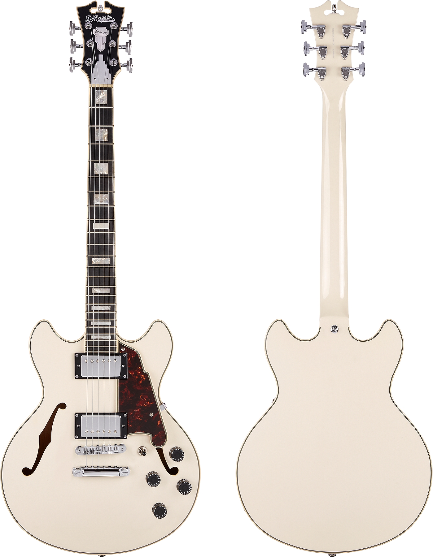 D'Angelico DAPMINIDCCMPCSCB Hollow Premier Mini DC Stopbar Champagne Hollow Premier Electric Guitar