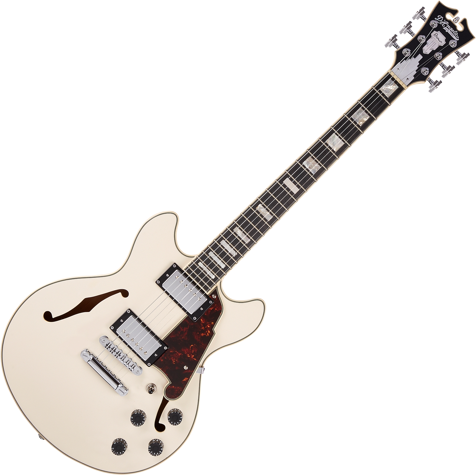 D'Angelico DAPMINIDCCMPCSCB Hollow Premier Mini DC Stopbar Champagne Hollow Premier Electric Guitar