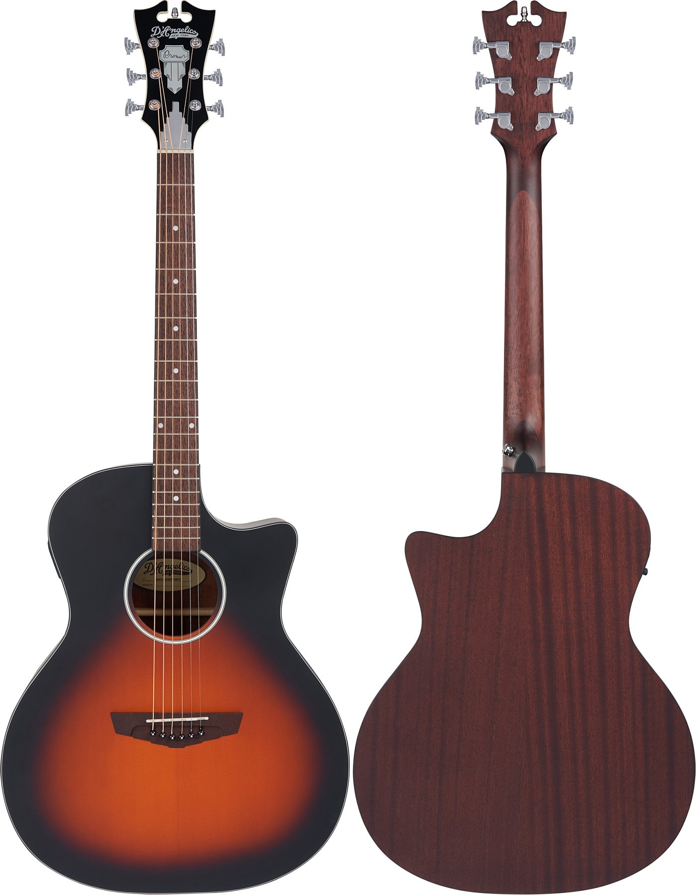D'Angelico DAPLSG200SVSBCP Premier Series Gramercy LS Satin Vintage Sunburst Cutaway Electro-Acoustic Guitar