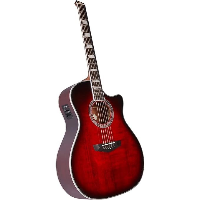 D'Angelico DAPG200TBCBAPS Premier Series Gramercy Trans Black Cherry Burst Cutaway Electro-Acoustic Guitar