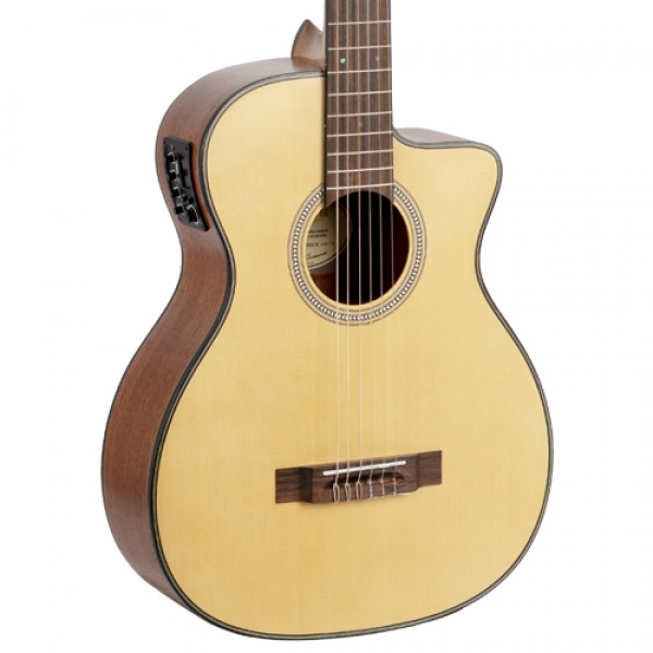 Valencia VA434CE 430 Series 4/4 Cutaway Electronic Natural Classical Guitar