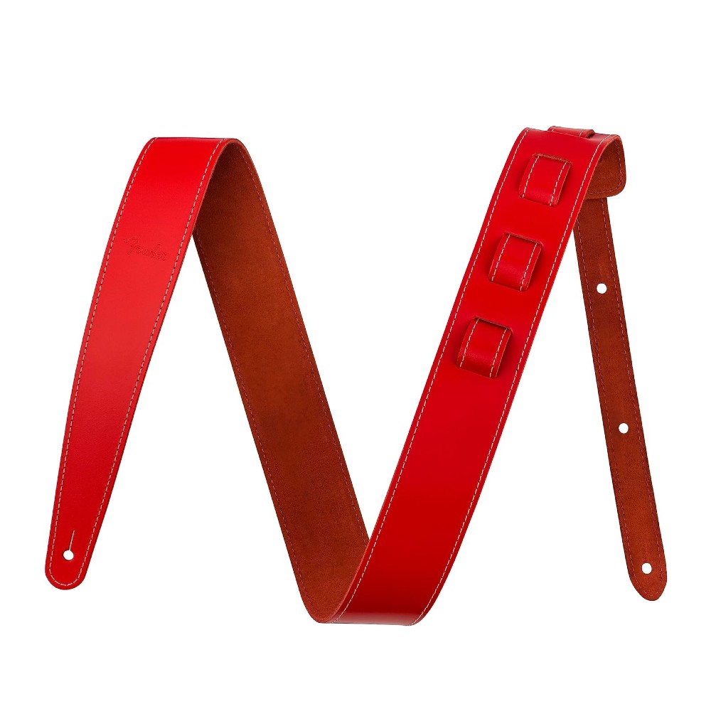 Fender 990642109 Red Essentials Leather Straps.