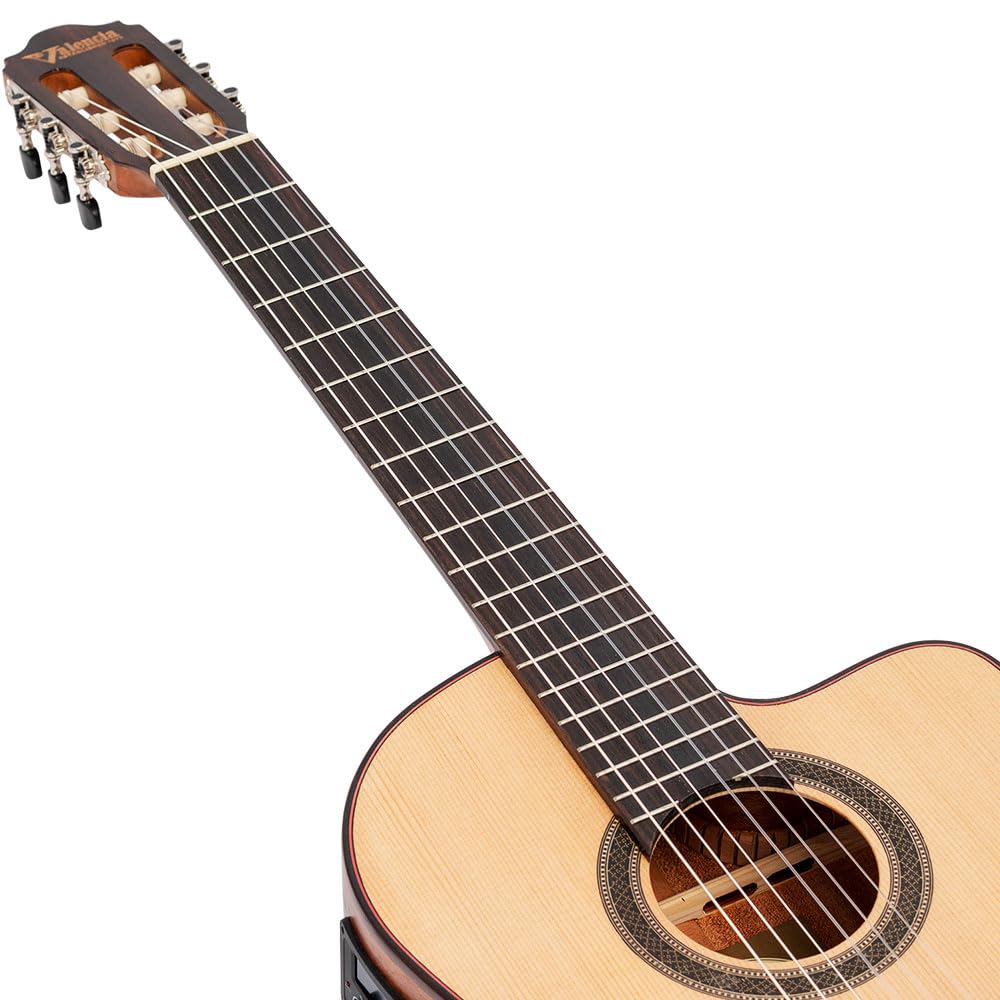 Valencia VC704CE 704 Series 4/4 Solid Top Cutaway Electronic Natural Classical Guitar