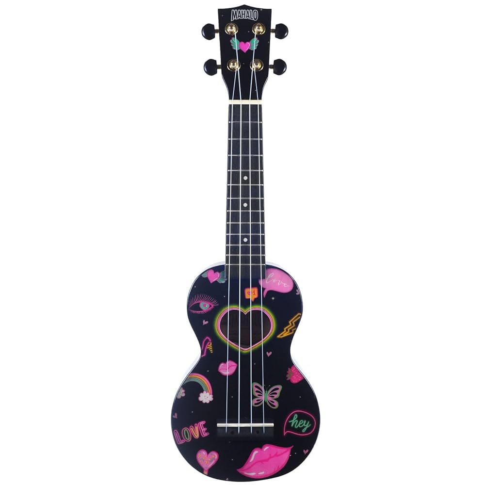 Mahalo MA1HEBK Art Series Heart Black Soprano With Bag Ukulele