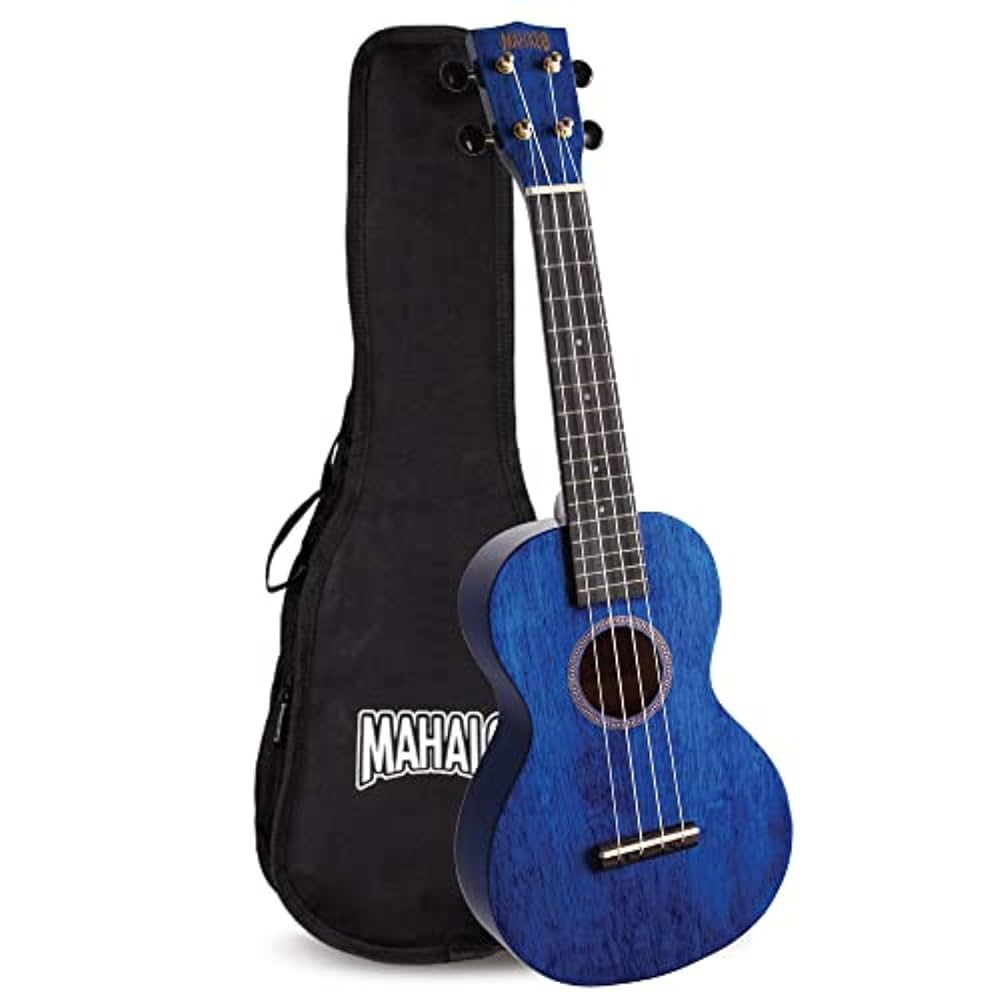 Mahalo MH2TBU Hano Series Trans Blue Concert With Bag Ukulele