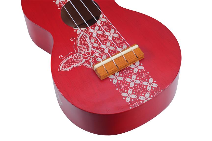 Mahalo MK1BATRD Kahiko Batik Series Soprano Red With Bag Ukulele