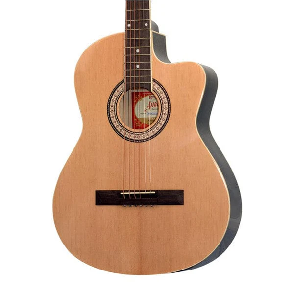 Amaze AW39C Natural 39-Inch Cutaway 6-String Acoustic Guitar