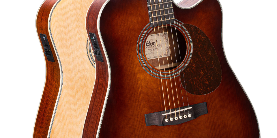 Cort MR500E-BR MR Series Brown Brust With Cutaway Electro-Acoustic Guitar