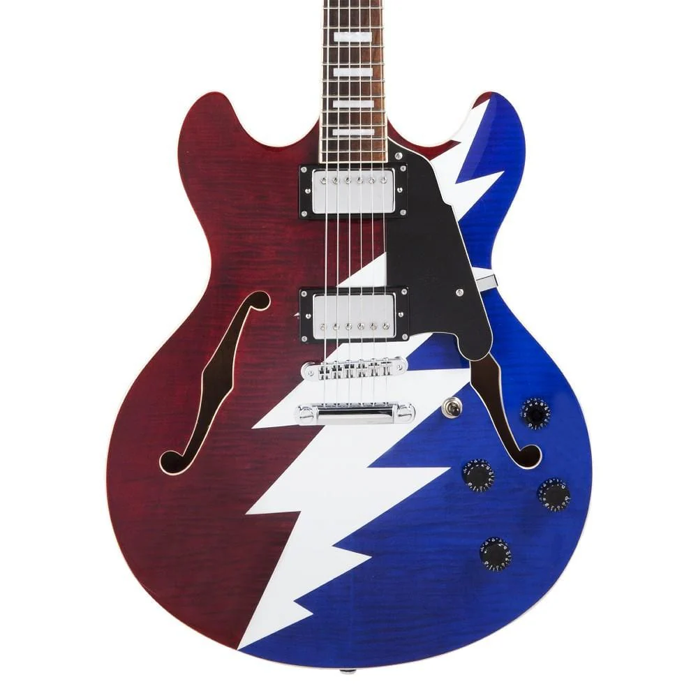 D'Angelico DAPDCRWBCSCBGDSIG Hollow Premier Grateful Dead DC Electric Guitar