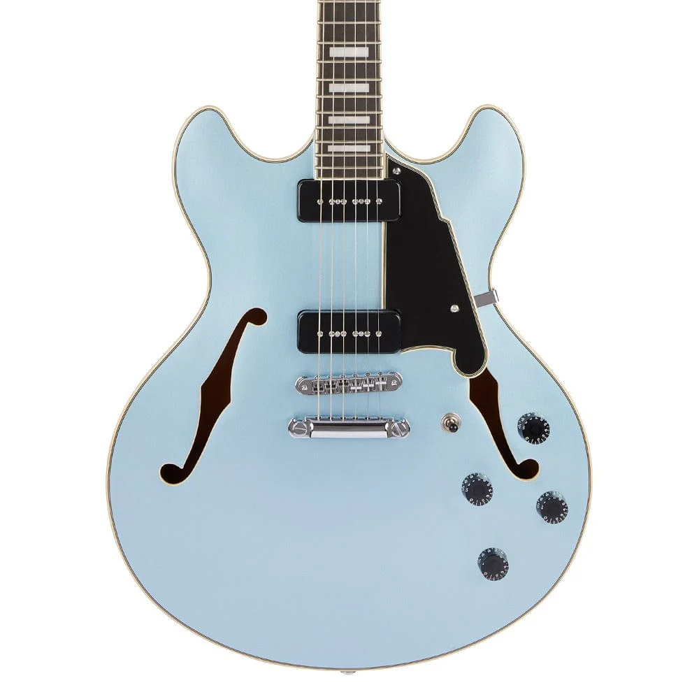 D'Angelico DAPDCIBMCSCB9EX Hollow Premier DC Boardwalk ICE Blue Metallic Electric Guitar