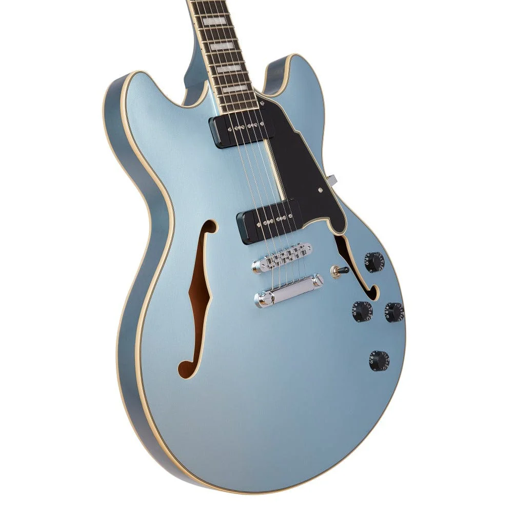 D'Angelico DAPDCIBMCSCB9EX Hollow Premier DC Boardwalk ICE Blue Metallic Electric Guitar