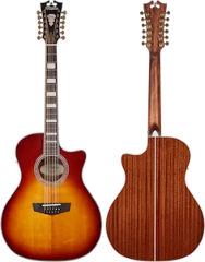 D'Angelico DAPG200VSBCPS Premier Series Vintage Sunburst Cutaway Electro-Acoustic Guitar