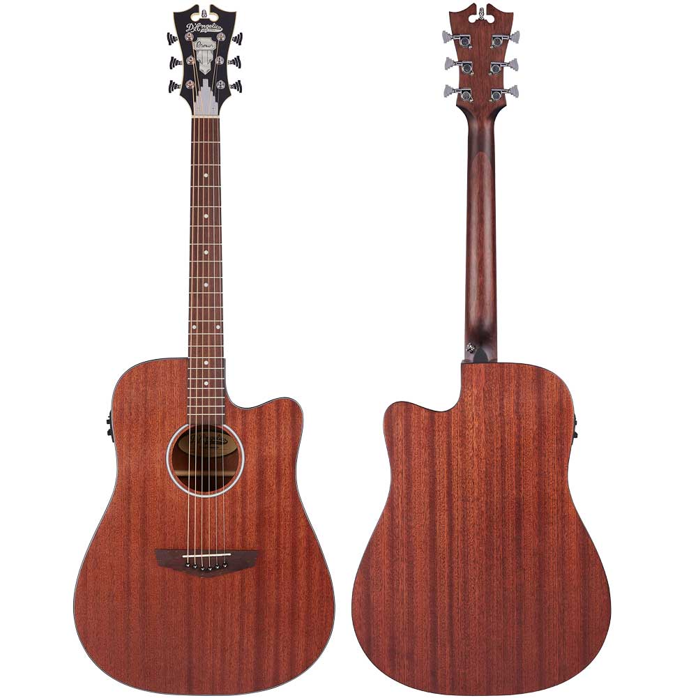 D'Angelico DAPLSD500MAHCP Premier Series Bowery LS Natural Mahogany Satin Electro-Acoustic Guitar