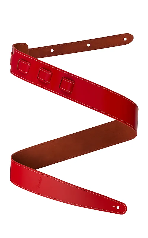 Fender 990642109 Red Essentials Leather Straps.