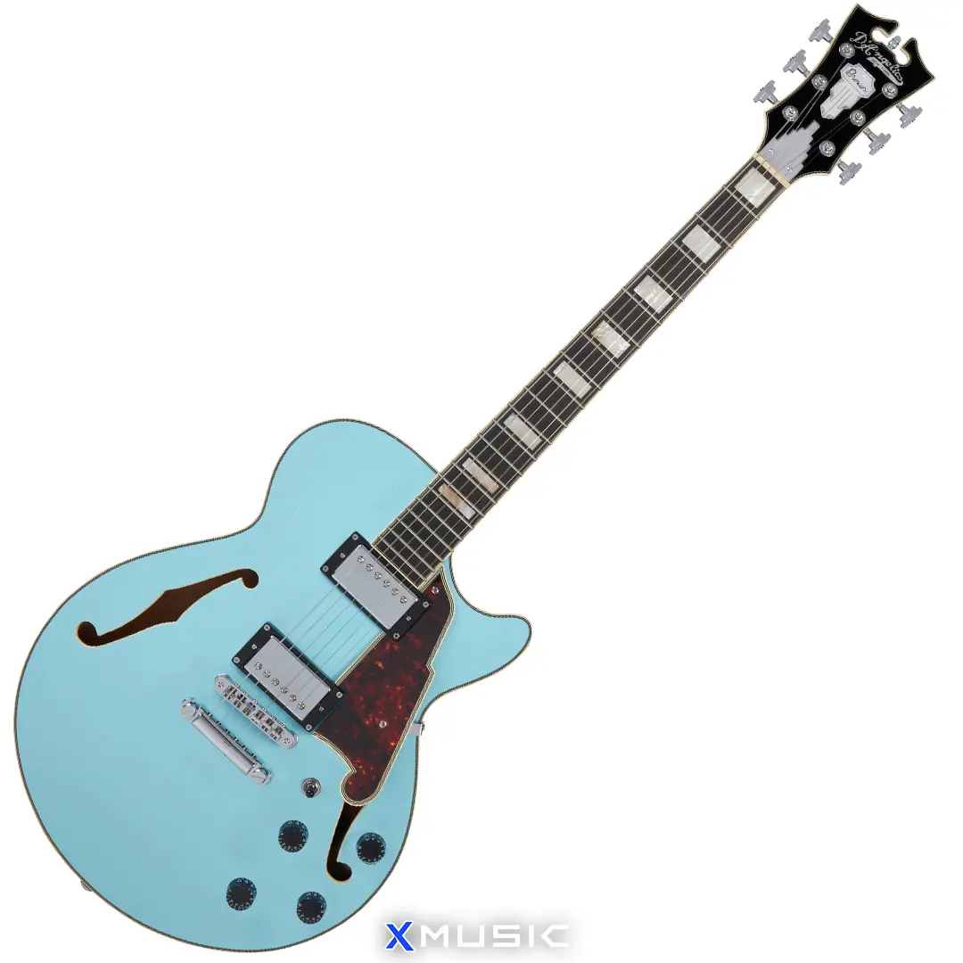 D'Angelico DAPSSSKBCS Hollow Premier SS Stairstep Sky Blue Electric Guitar