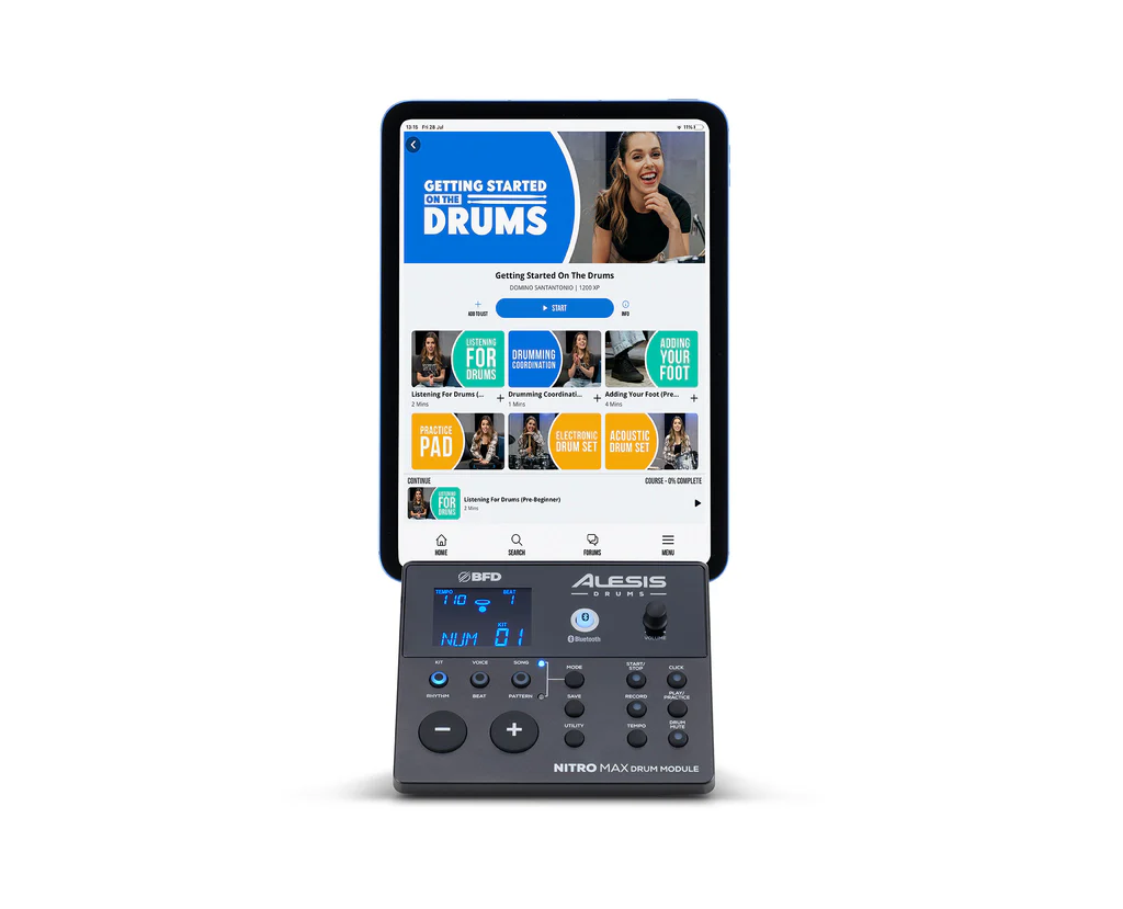 Alesis Nitro Max Eight Piece Kit With Mesh Heads & Bluetooth Electronic Drum Set
