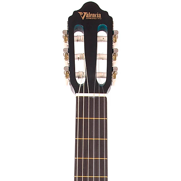Valencia VC203HTBU 200 Series Classical Hybrid 3/4 Trans Blue Classical Guitar