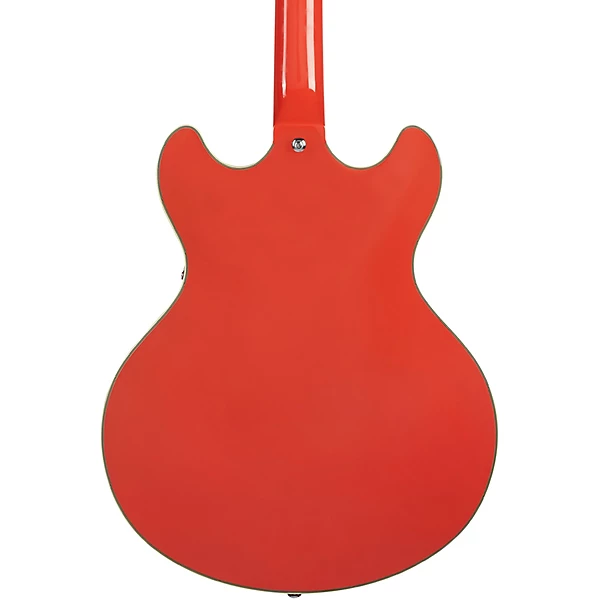 D'Angelico DAPSSFRCSCB Hollow Premier SS Stopbar Fiesta Red Electric Guitar