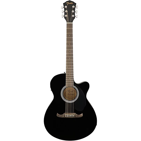 Fender FA-135CE Black Consert Cutaway Electro-Acoustic Guitar