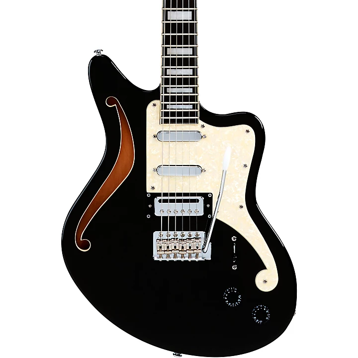 D'Angelico DAPBEDBLFCTR Premier Series Bedford Black Flake Electric Guitar