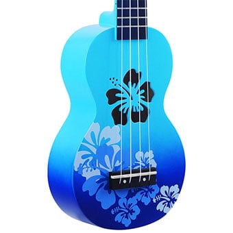 Mahalo MD1HBBUB Hibiscus Blue Burst Soprano With Bag Ukulele
