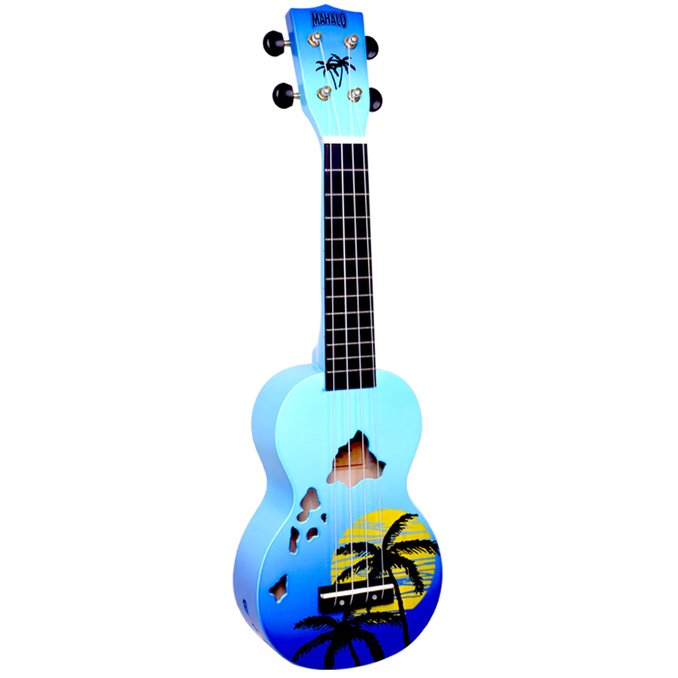 Mahalo MD1HABUB Hawaii Blue Burst Soprano With Bag Ukulele
