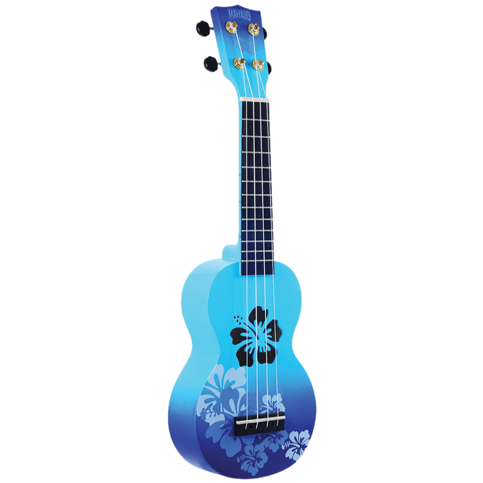 Mahalo MD1HBBUB Hibiscus Blue Burst Soprano With Bag Ukulele