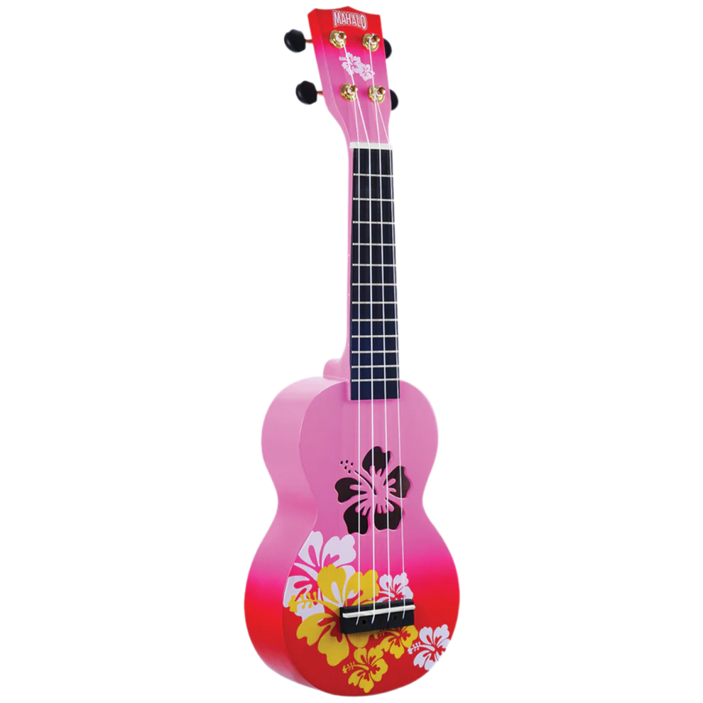 Mahalo MD1HBRDB Hibiscus Red Burst Soprano With Bag Ukulele