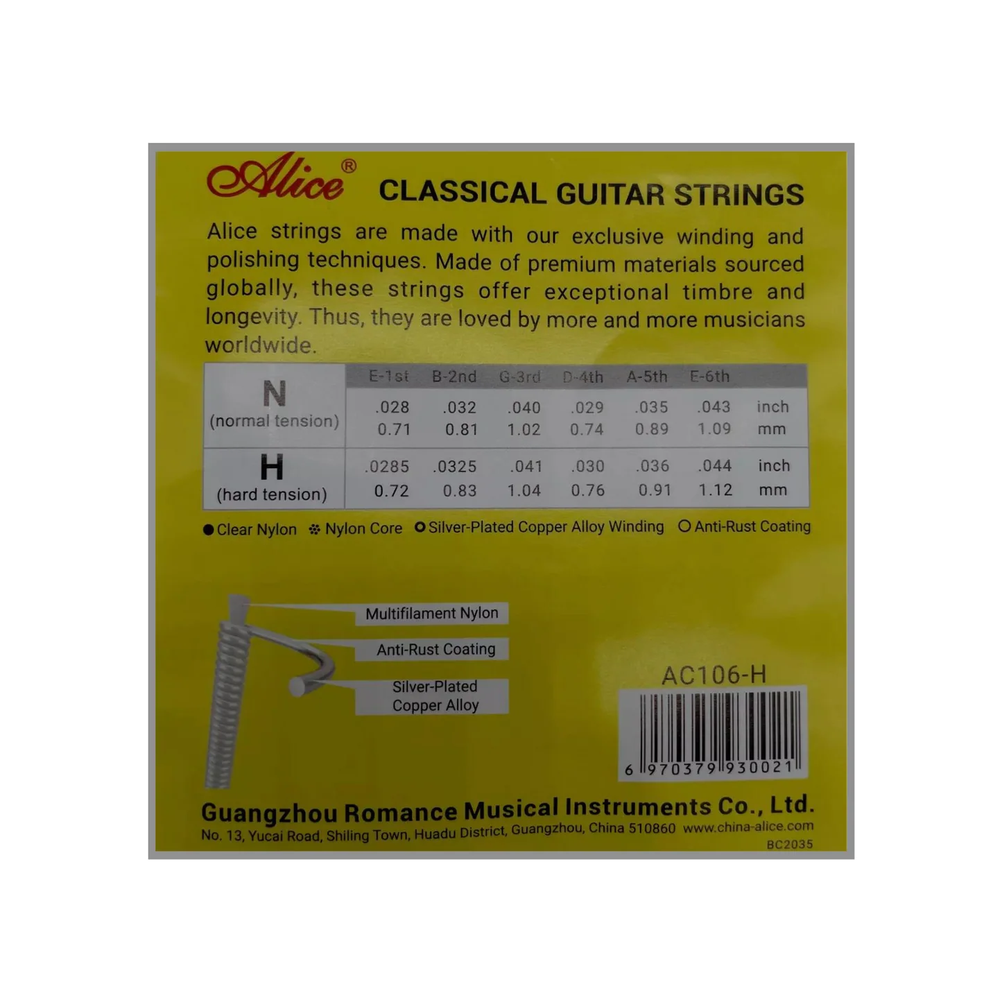 Alice AC106 Normal Tension Classical Guitar Nylon Strings