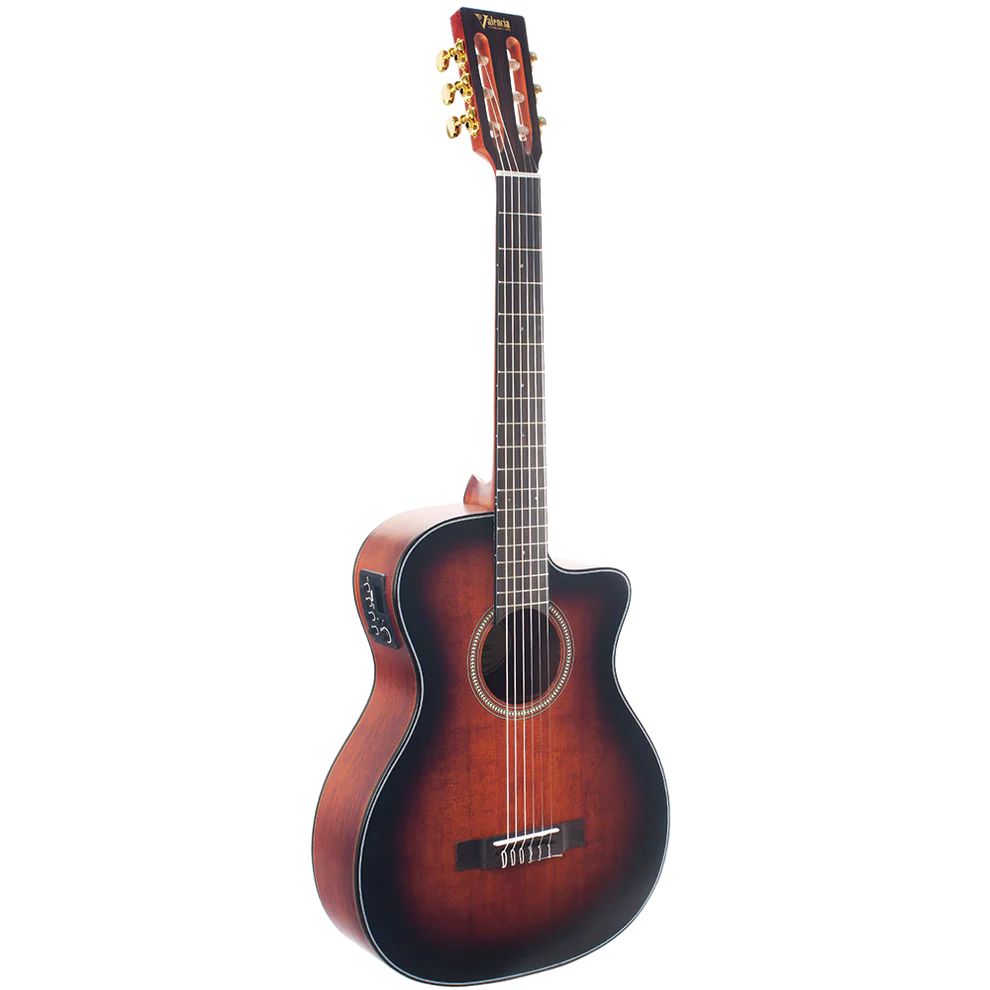 Valencia VA434CECSB 430 Series 4/4 Cutaway Electronic Classic Sunburst Classical Guitar