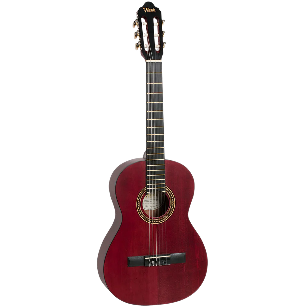Valencia VC202TWR 200 Series 1/2 Wine Red Classical Guitar