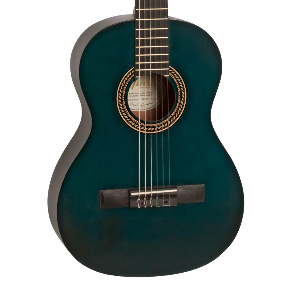 Valencia VC203TBU 200 Series 3/4 Trans Blue Classical Guitar
