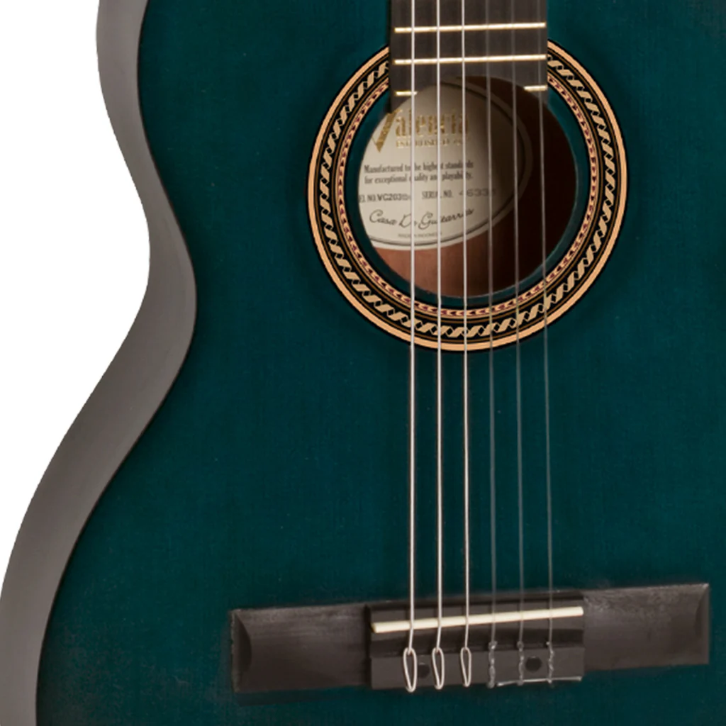 Valencia VC203TBU 200 Series 3/4 Trans Blue Classical Guitar