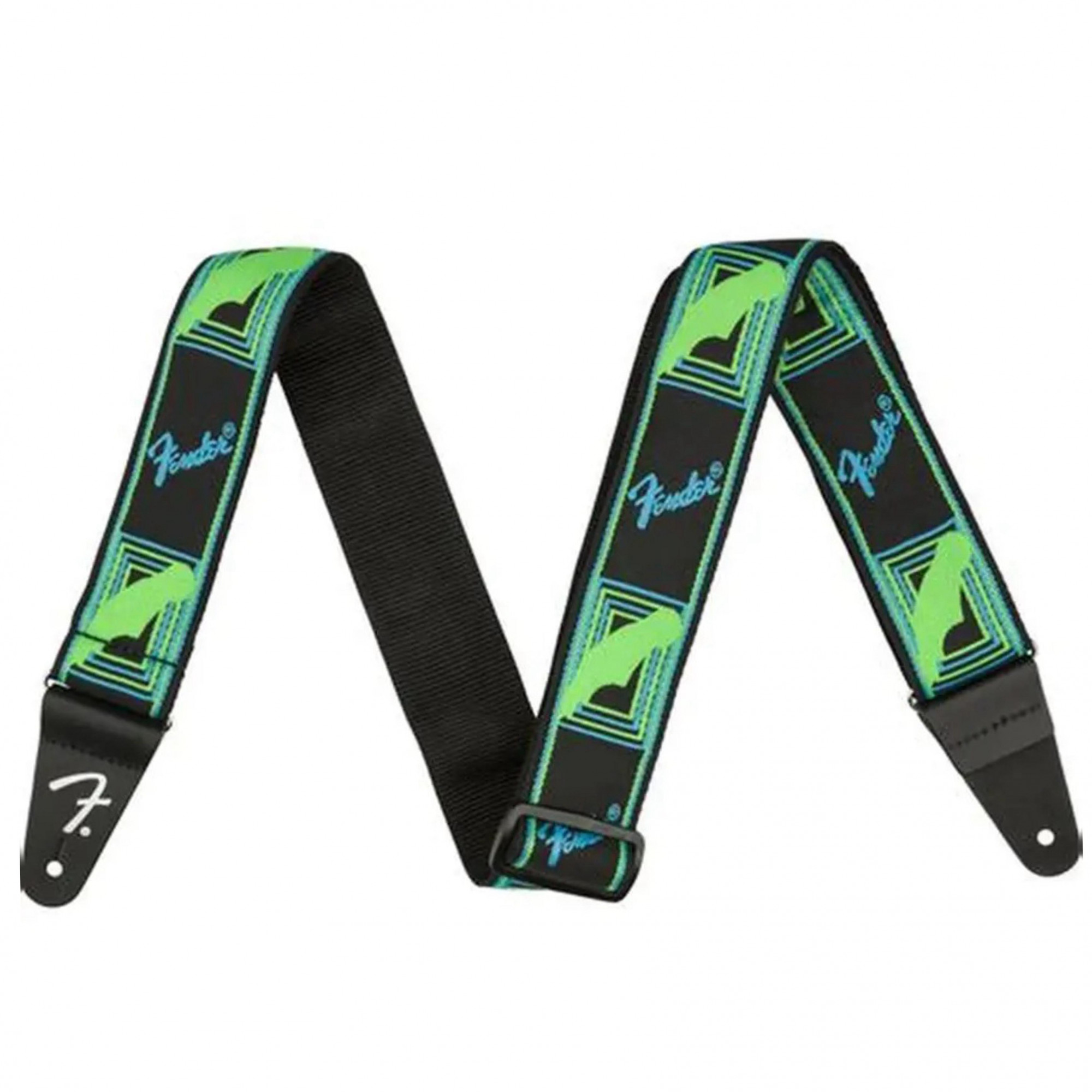 Fender 990681303 Green/Blue Neon Monogrammed Strap