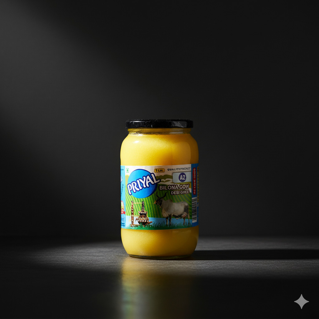 PRIYAL A2 Cow Bilona Desi Ghee Glass Jar 1000 ML