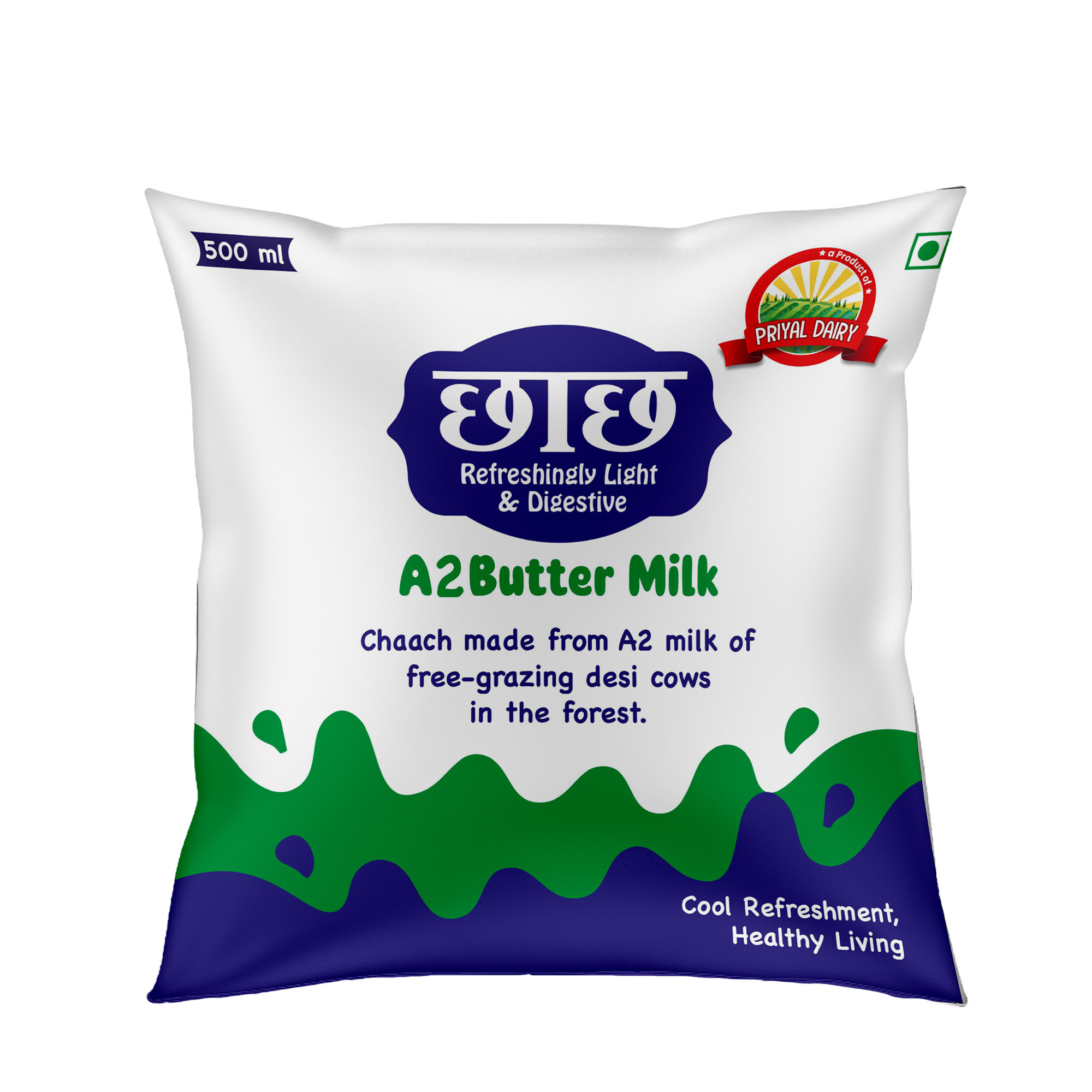 Priyal A2 Plain Chhach Buttermilk 500 ml X 2pc