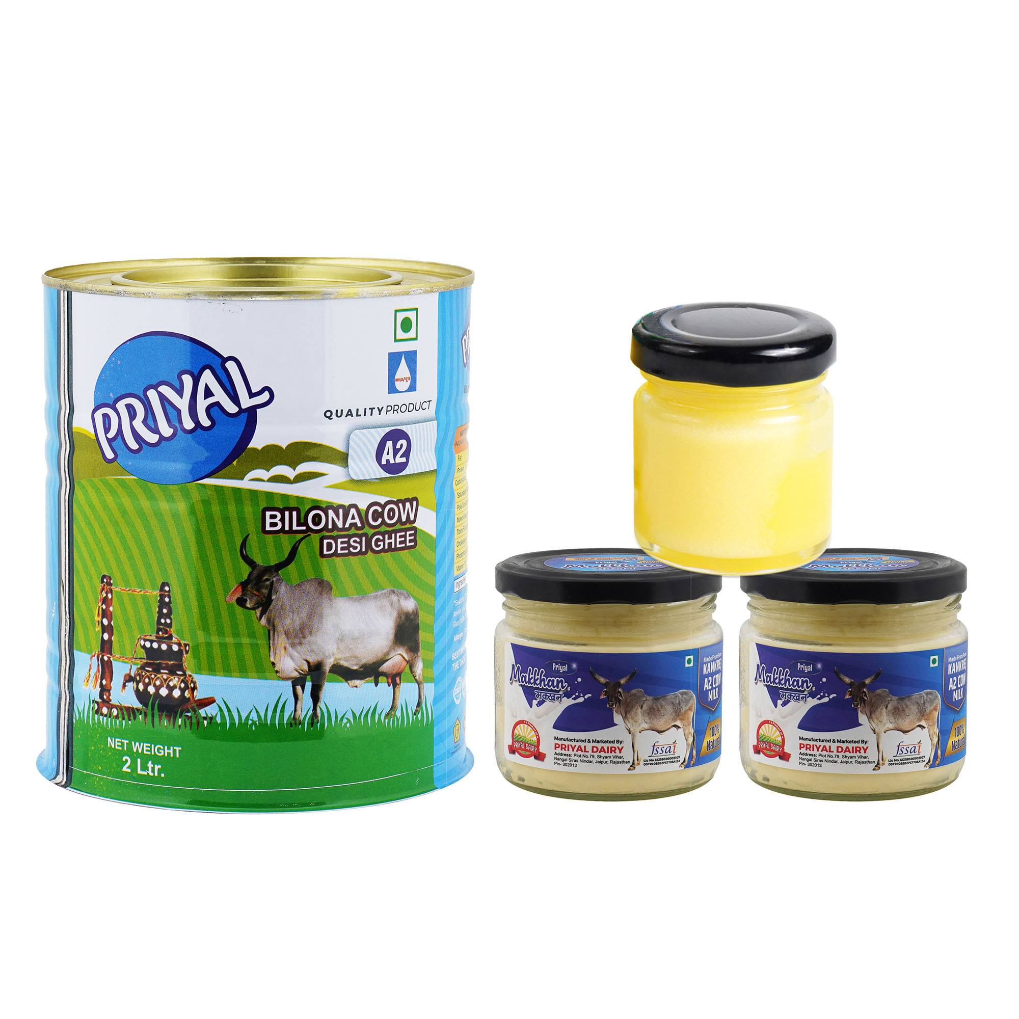PRIYAL A2 Cow Bilona Desi Ghee 2 Lit Tin