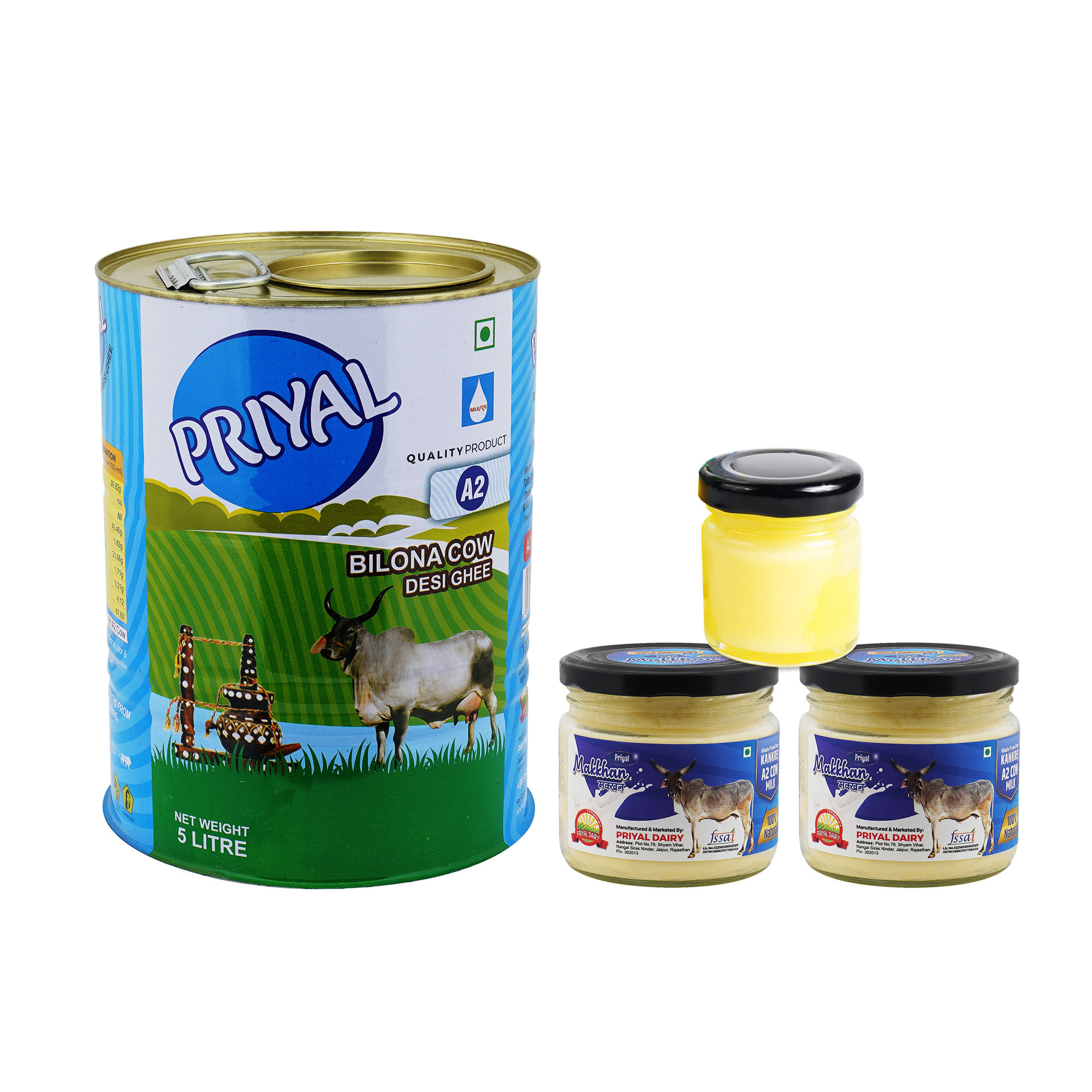 PRIYAL A2 Cow Bilona Desi Ghee 5 Lit Tin