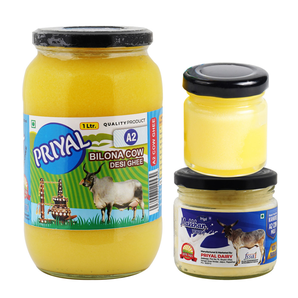 Image of PRIYAL A2 Cow Bilona Desi Ghee Glass Jar [1000 ML]
