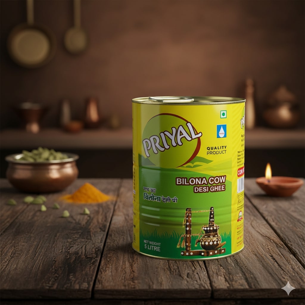 PRIYAL Cow Bilona Desi Ghee 5 Ltr Tin