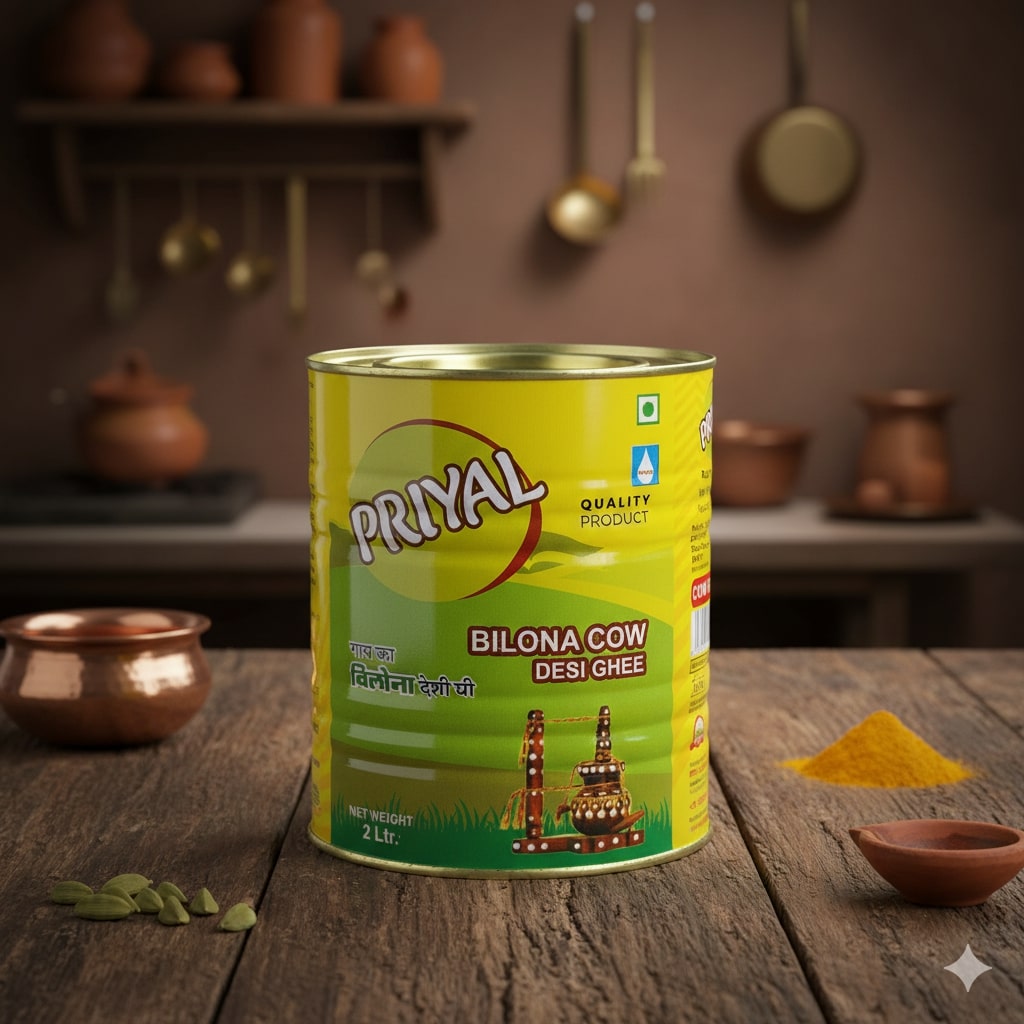 PRIYAL Cow Bilona Desi Ghee 2 Lit Tin