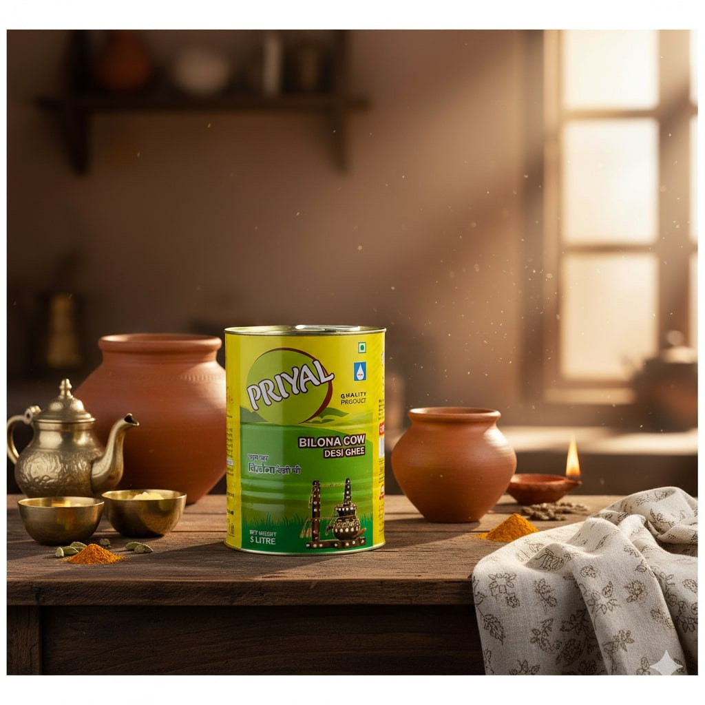 PRIYAL Cow Bilona Desi Ghee 2 Lit Tin