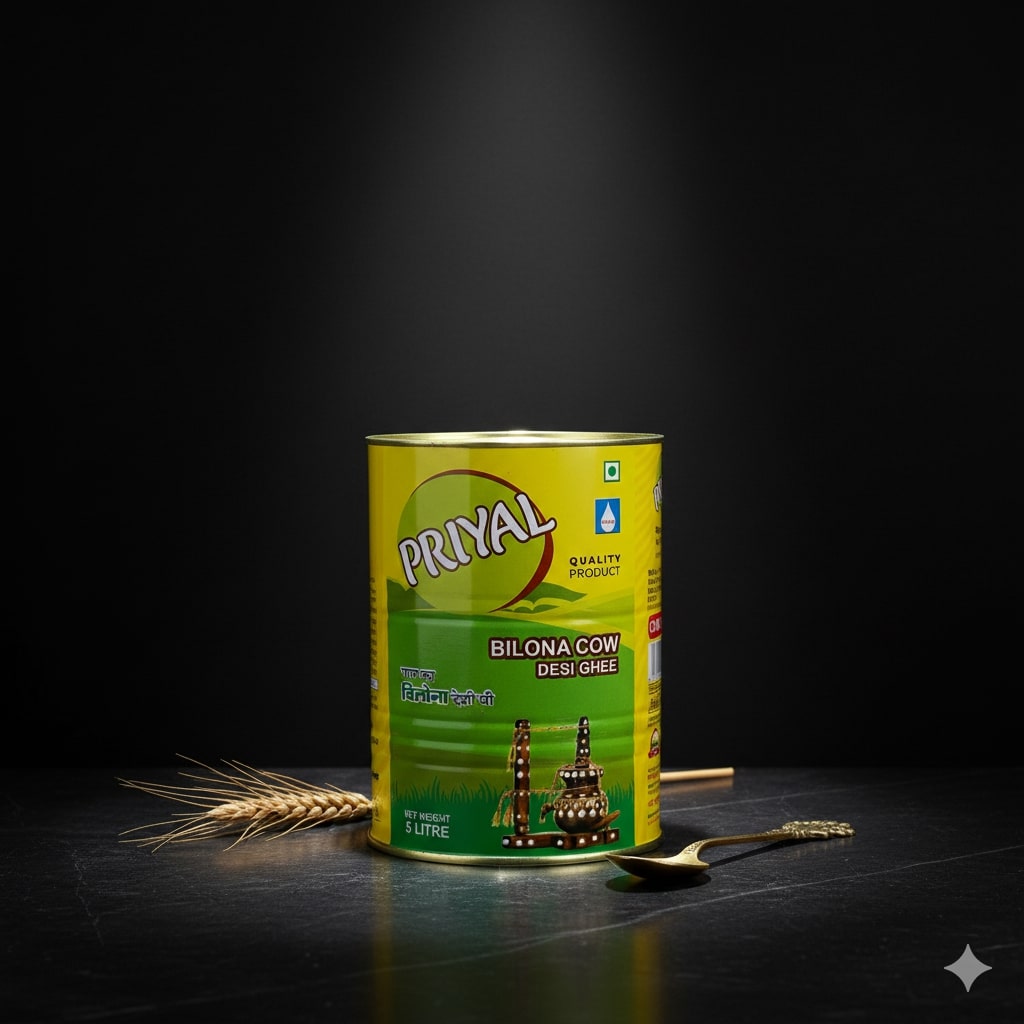 PRIYAL Cow Bilona Desi Ghee 5 Ltr Tin