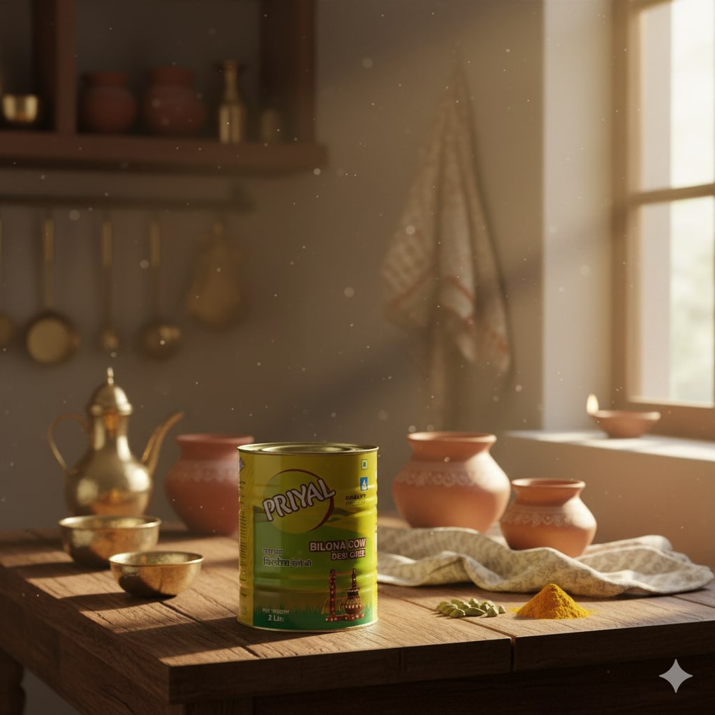 PRIYAL Cow Bilona Desi Ghee 2 Lit Tin
