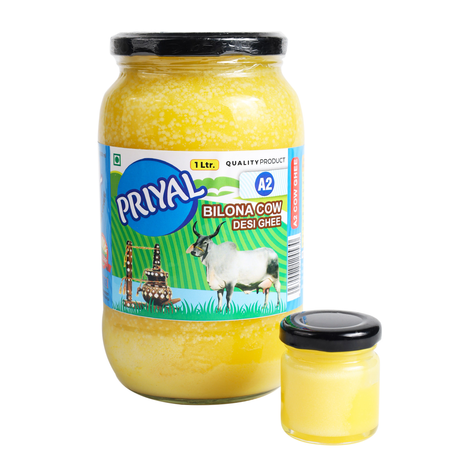 PRIYAL A2 Cow Bilona Desi Ghee Glass Jar 1000 ML