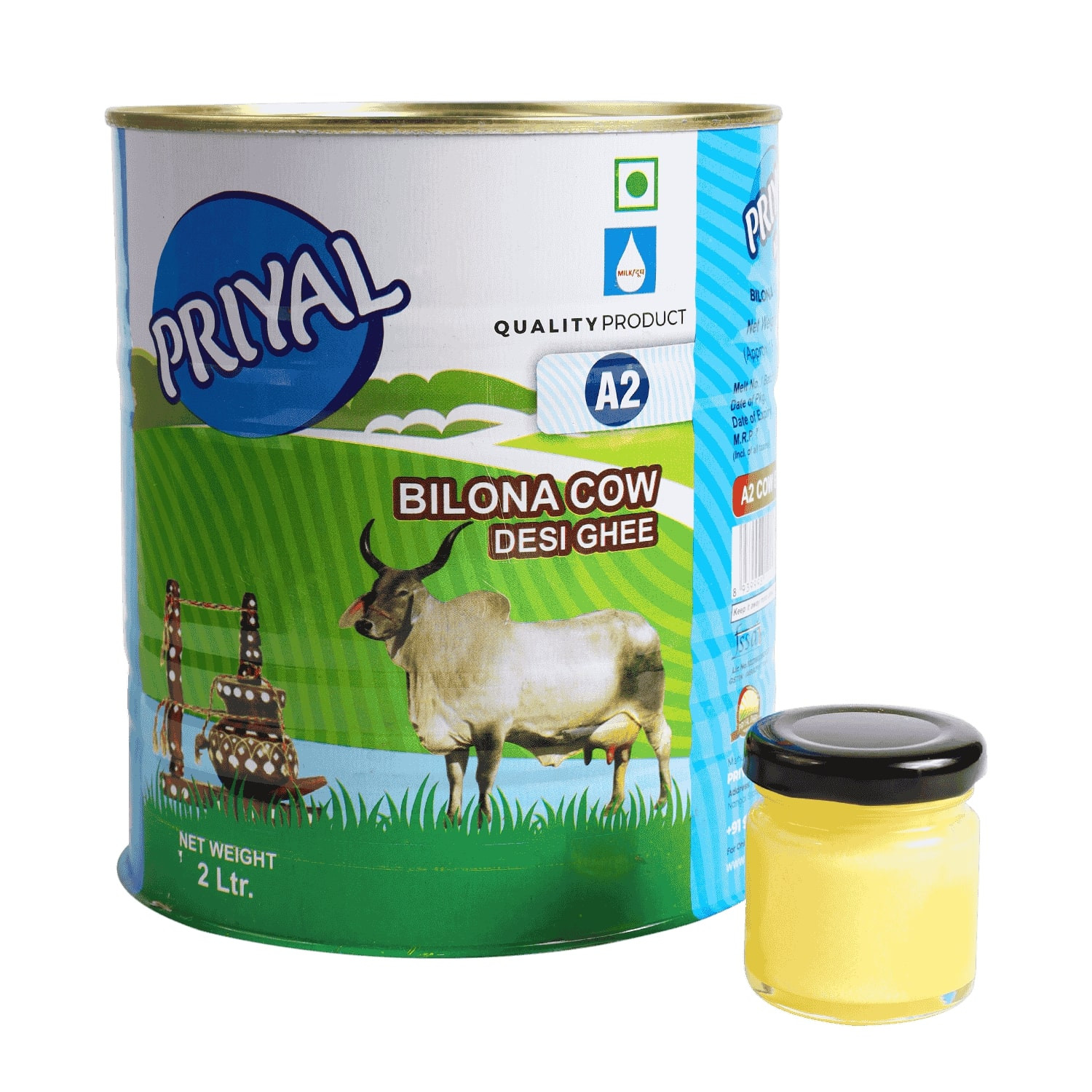 PRIYAL A2 Cow Bilona Desi Ghee 2 Lit Tin