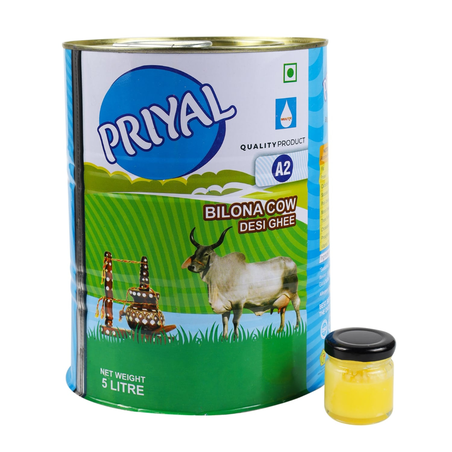 PRIYAL A2 Cow Bilona Desi Ghee 5 Lit Tin