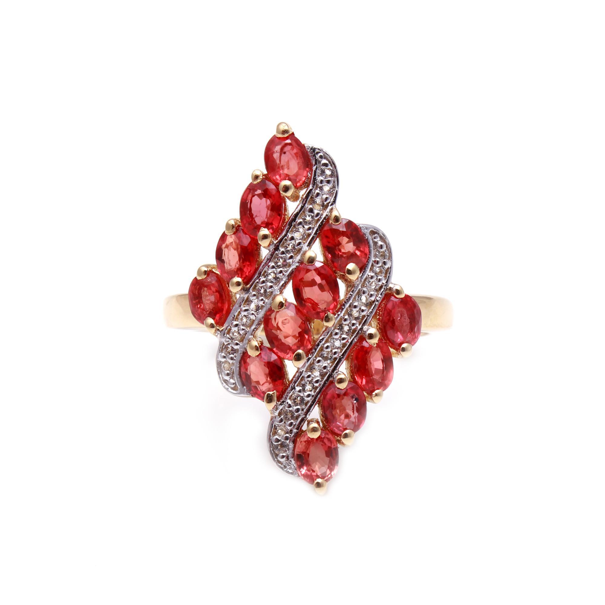 Orange Sapphire Cluster Cocktail Ring