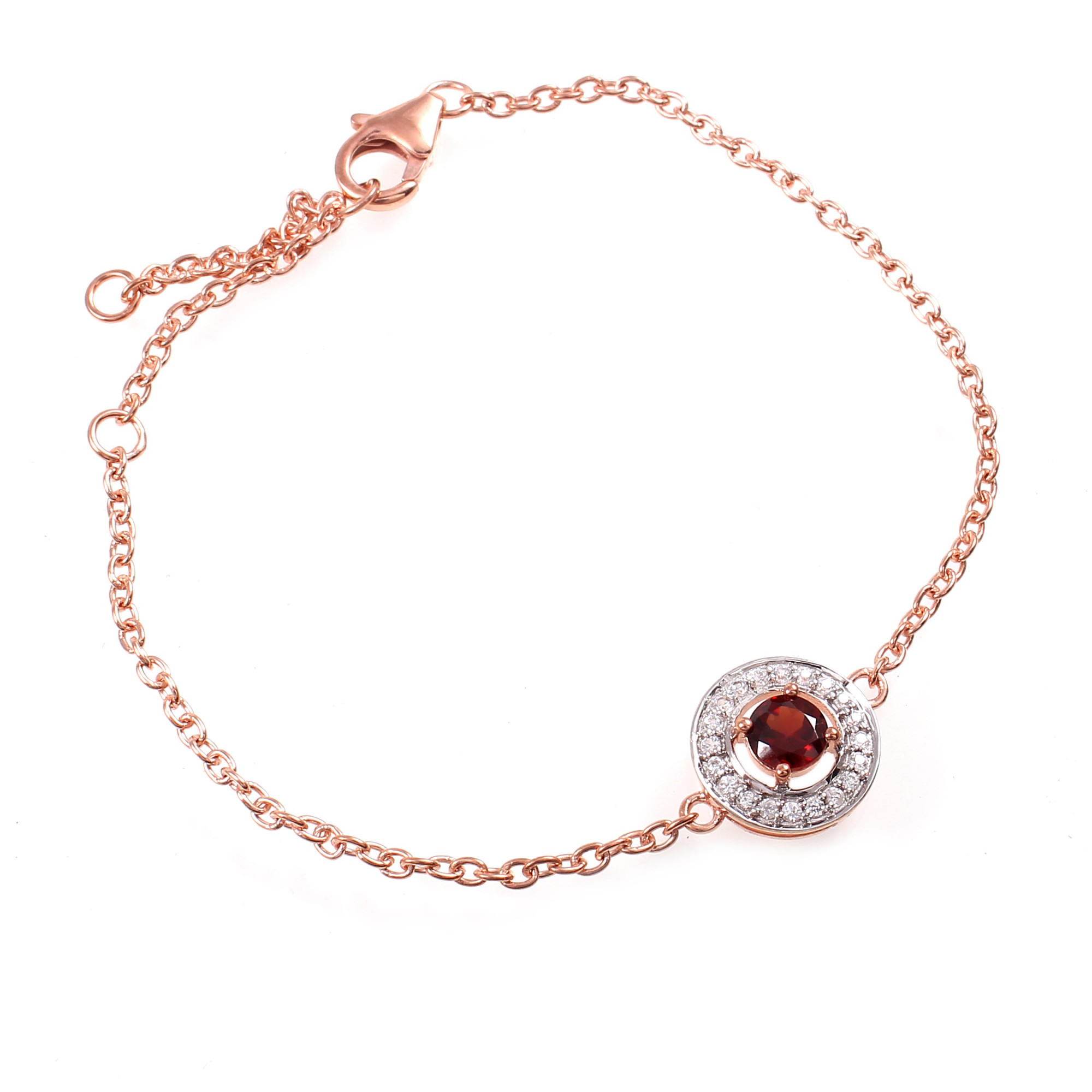 Red Garnet Chain Bracelet With Fish Lock